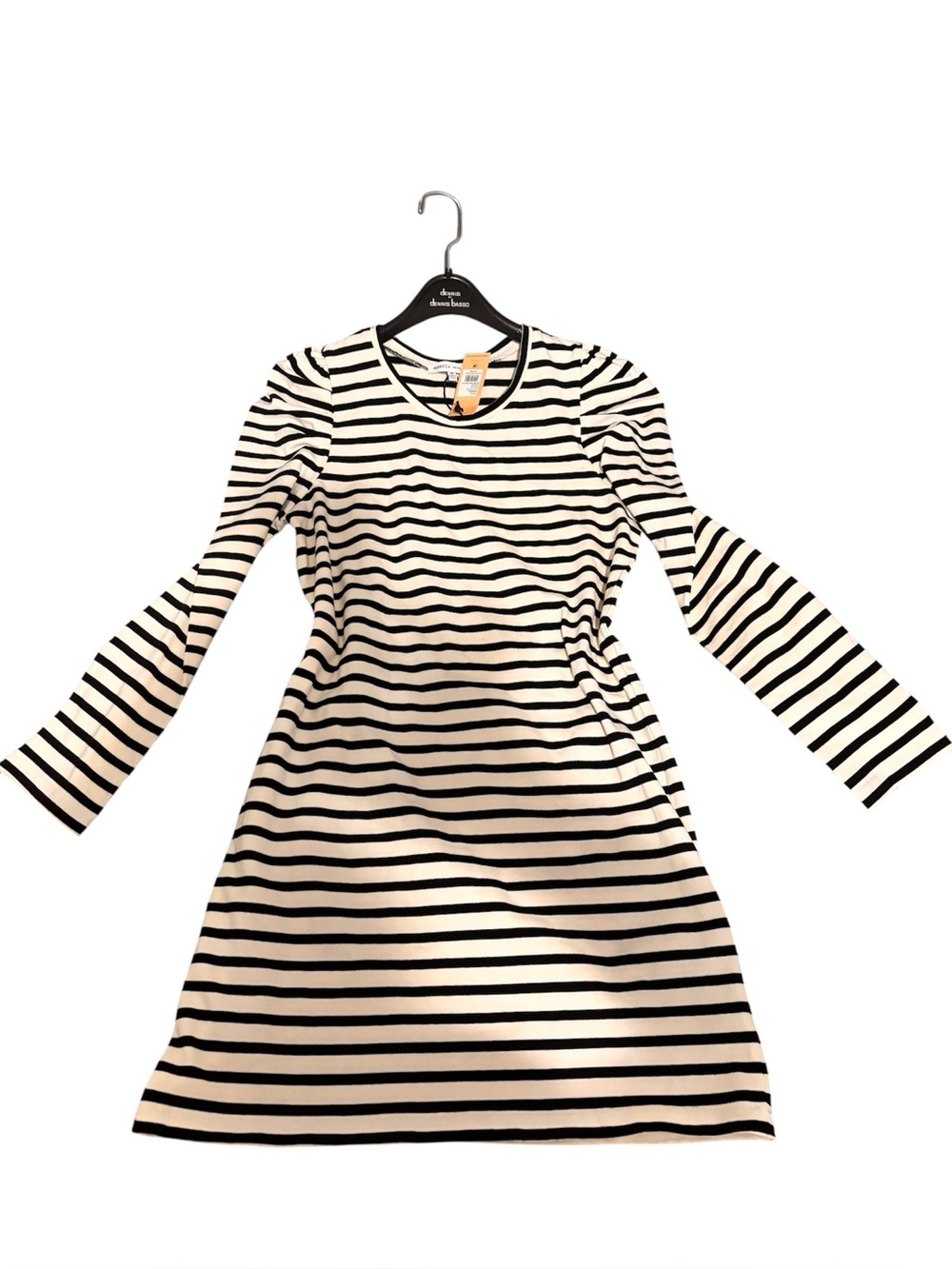 Rebecca Minkoff Black and White Striped Long-Sleeve Kids Dress
